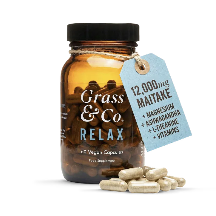 Grass & Co. RELAX Maitake Mushrooms with Ashwagandha + Magnesium 60 Vegan Capsules
