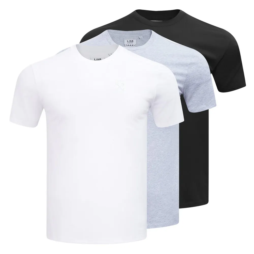 L AB Off White Men's Classic Crew Cotton Short-Sleeve T-Shirt
