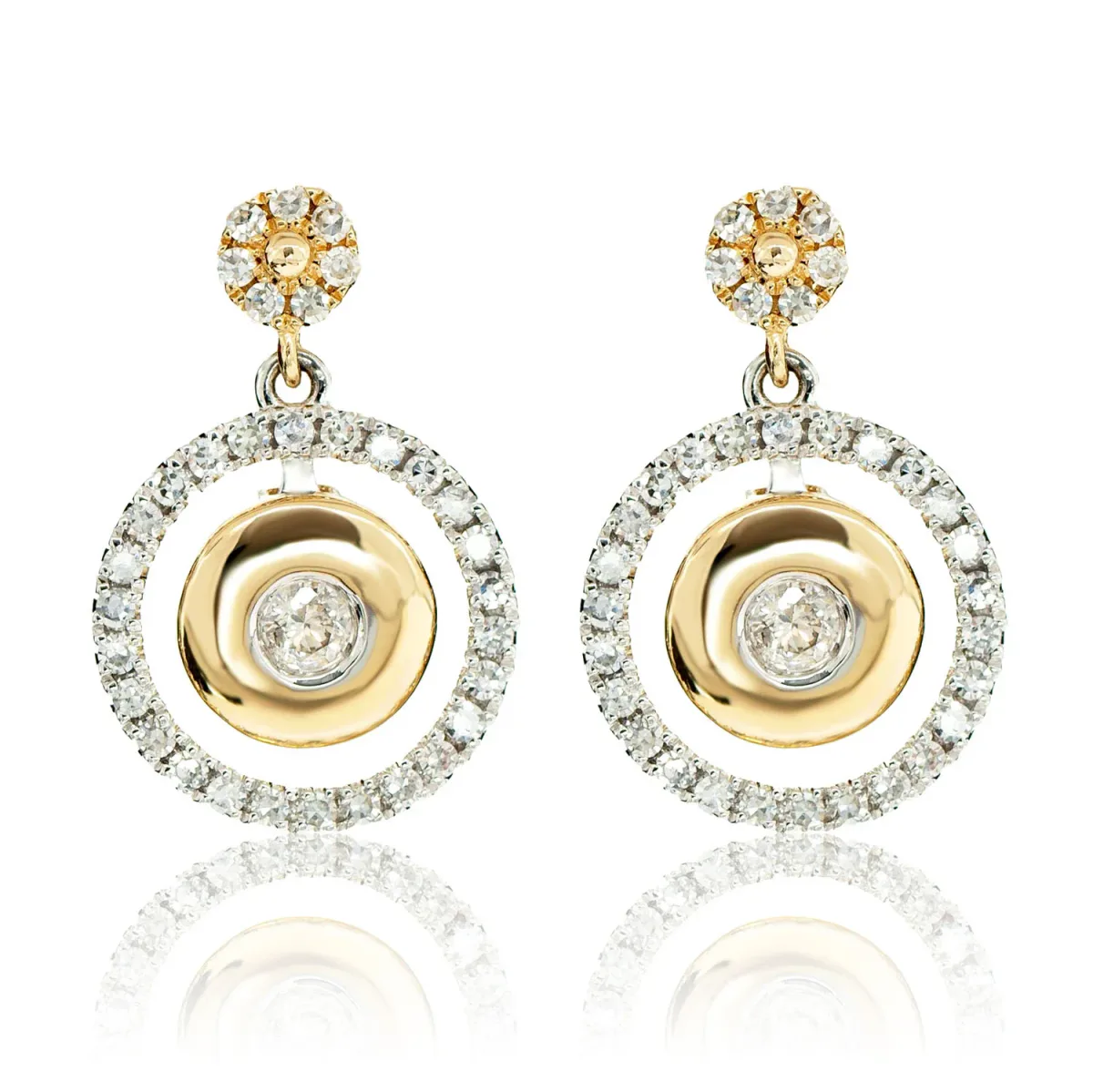 For Him Dangling Diamond Eclipse Halo Earrings in Rose Gold / Lab Grown Diamond – Earring