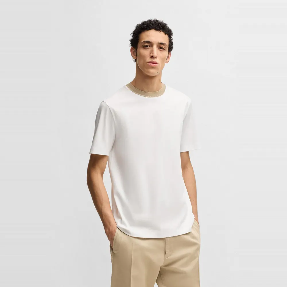 Boss Men's H-Tessler Cotton T-Shirt in White 100, additional product view 2