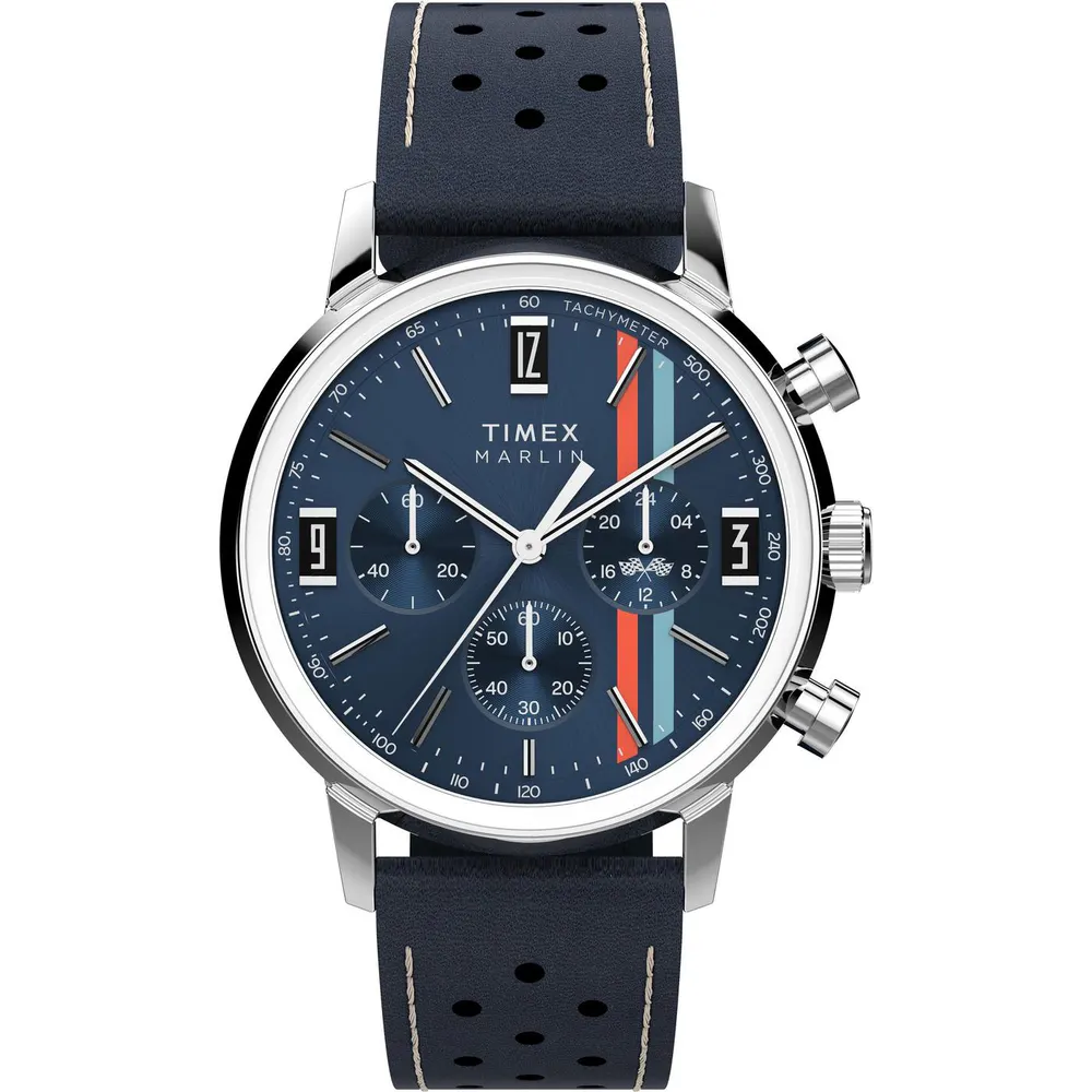 Timex Men's L Marlin Analogue Quartz Watch in Silver/Blue – Accessories