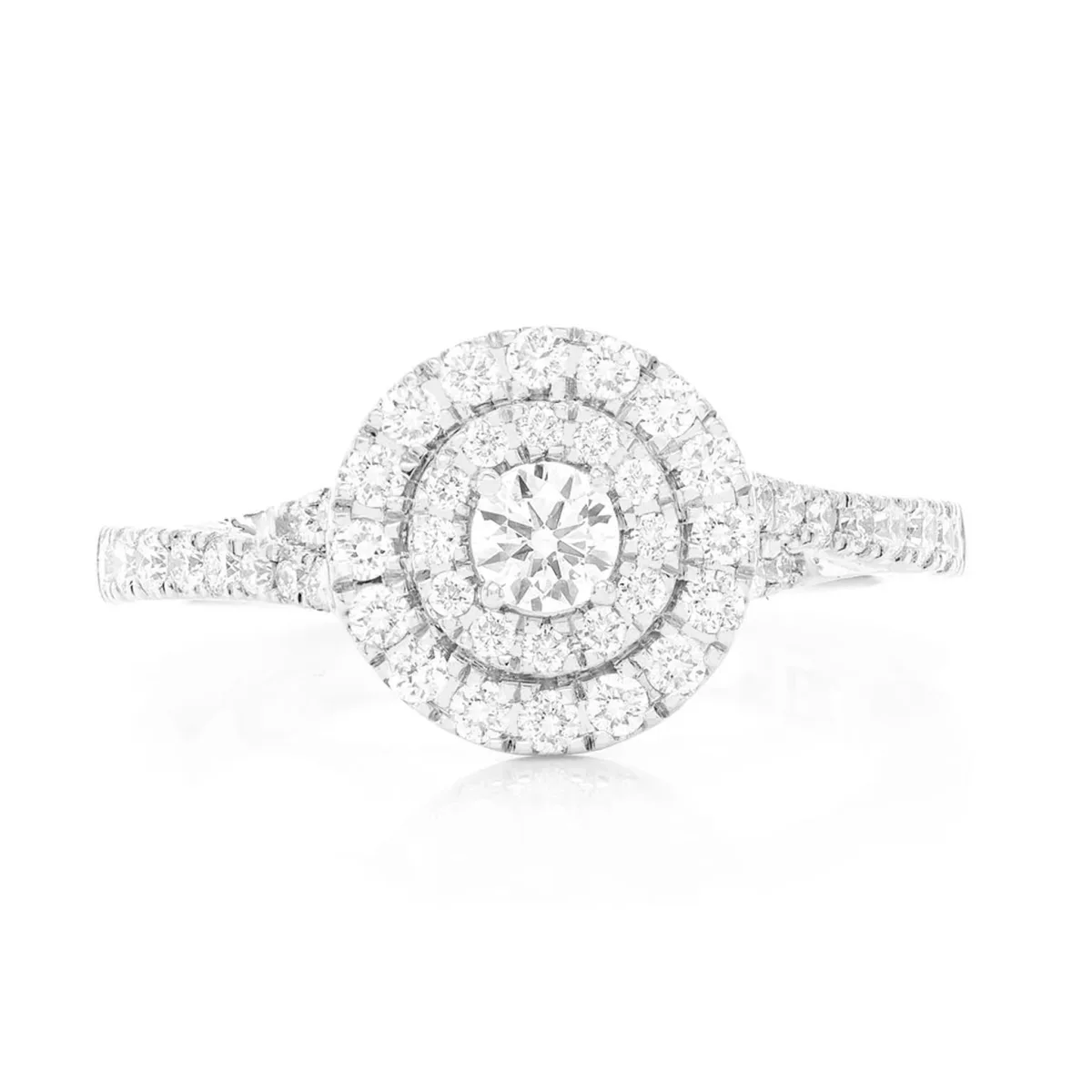 For Him Classic Round Double Halo Diamond Ring