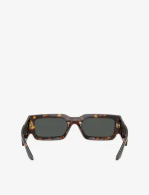 VERSACE VE4506U Rectangle-Frame Tortoiseshell Acetate Sunglasses detail 3