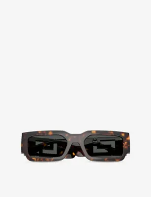 VERSACE VE4506U Rectangle-Frame Tortoiseshell Acetate Sunglasses