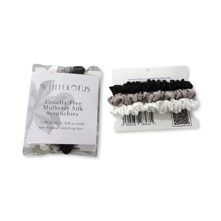 White Lotus Beauty Cruelty Free Mulberry Silk Scrunchies 3-Pack detail 2
