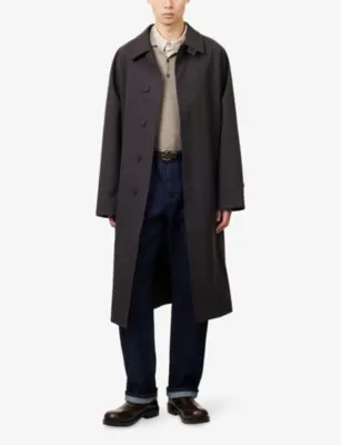 STUDIO NICHOLSON Crowe Cotton-Blend Coat in BROWN MARL, additional product view 2