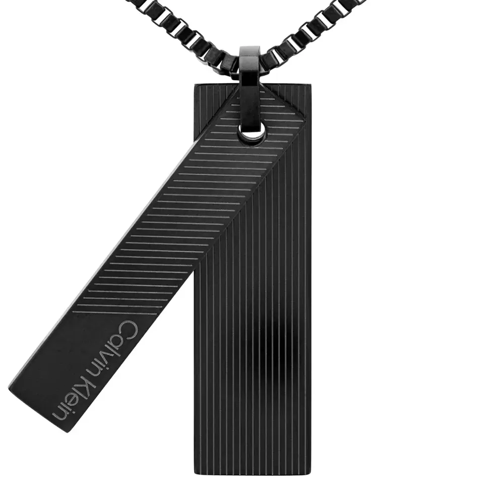 Calvin Klein Mens Black IP Double Pendant Necklace, additional product view 2