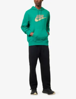 For Him Logo-Print Cotton-Jersey Hoody in GREEN, additional product view 2