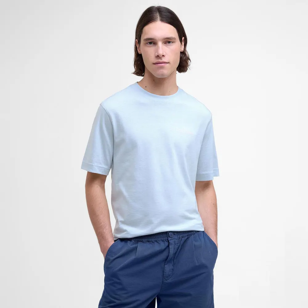Barbour Men's B.Li Moonwell T-Shirt in Bleached Blue, additional product view 2