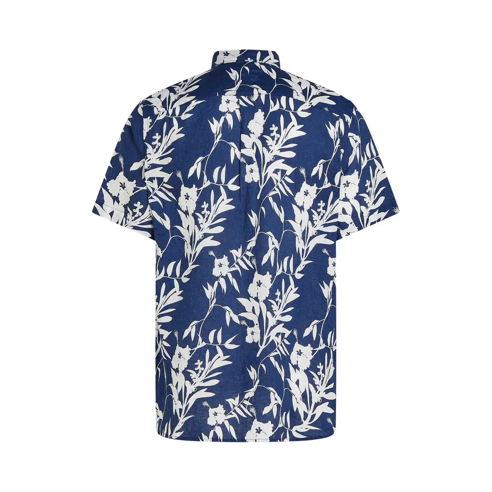 Tommy Hilfiger Men's Linen Tropical Print Short-Sleeve Patterned Shirt detail 2