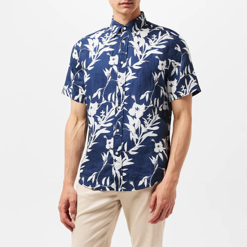 Tommy Hilfiger Men's Linen Tropical Print Short-Sleeve Patterned Shirt detail 3
