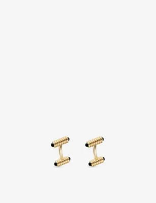 CARTIER Spring Motif 18ct Yellow Gold And Onyx Cufflinks