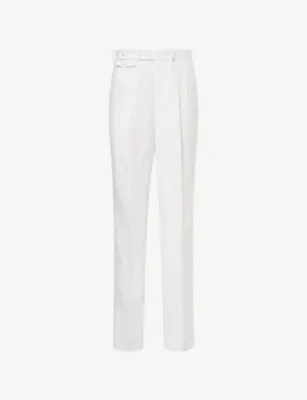 DUNHILL Double-Pleated Straight-Leg Linen Trousers - 34R