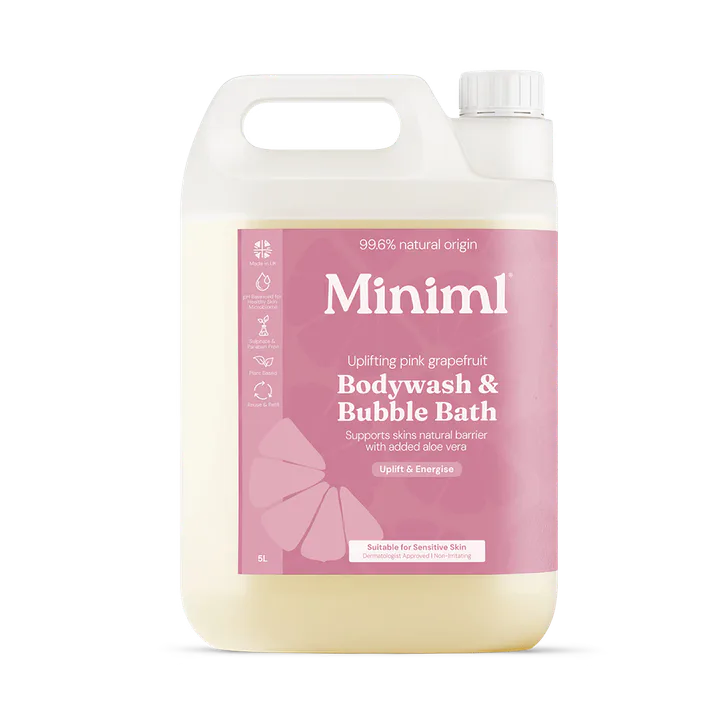 Miniml Body Wash & Bubble Bath Uplifting Pink Grapefruit 5L Refill