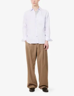 DUNHILL Pointed-Collar Regular-Fit Linen Shirt detail 2