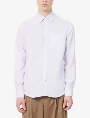 DUNHILL Pointed-Collar Regular-Fit Linen Shirt detail 3
