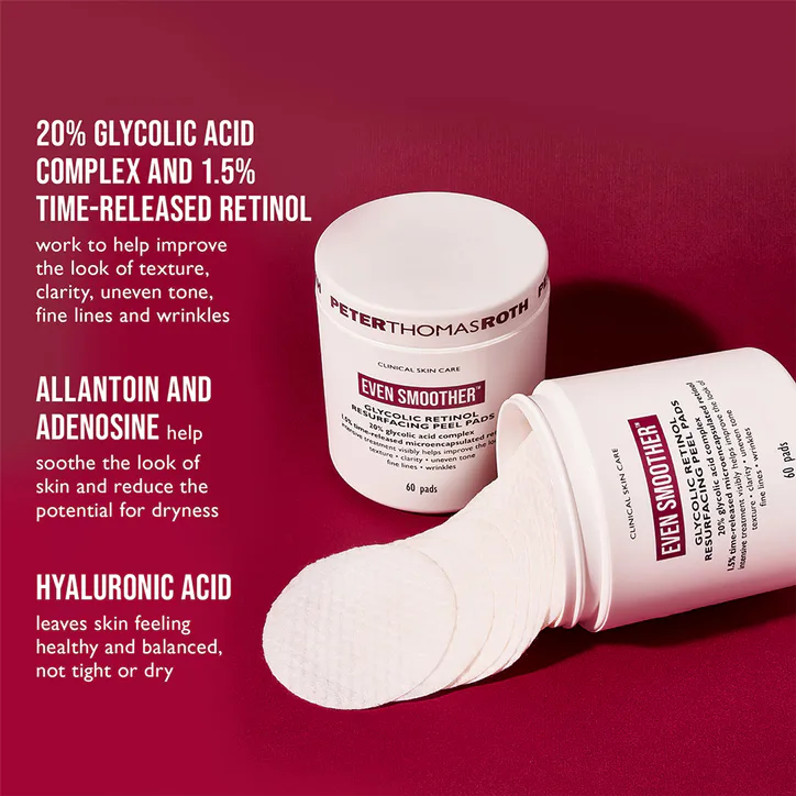 Peter Thomas Roth Even Smoother Glycolic Retinol Resurfacing Peel Pads 60 Pads detail 2