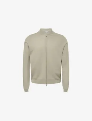 JOHN SMEDLEY Textured Crewneck Wool Cardigan - Nimbus Grey detail 2