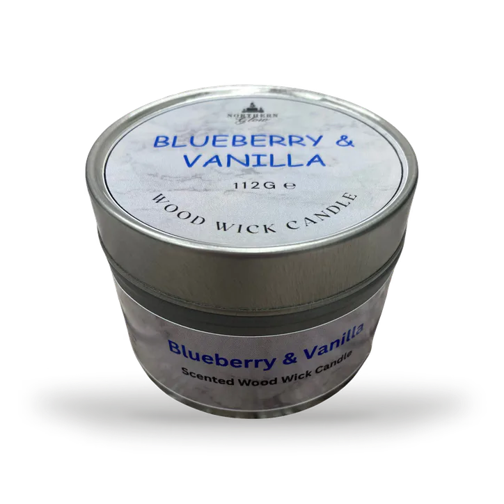 Northern Glow Scented Wood Wick Candle - Blueberry & Vanilla
