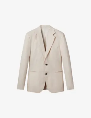 REISS Kin notch-lapel slim-fit single-breasted linen blazer