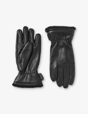 ASPINAL OF LONDON Men's small shearling-lined leather gloves