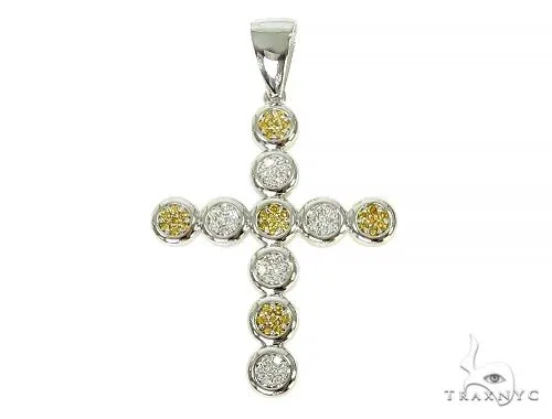 RINA - For Him CUSTOM Prong Diamond Canary Cross Pendant 66046 in Rose Gold – Pendant