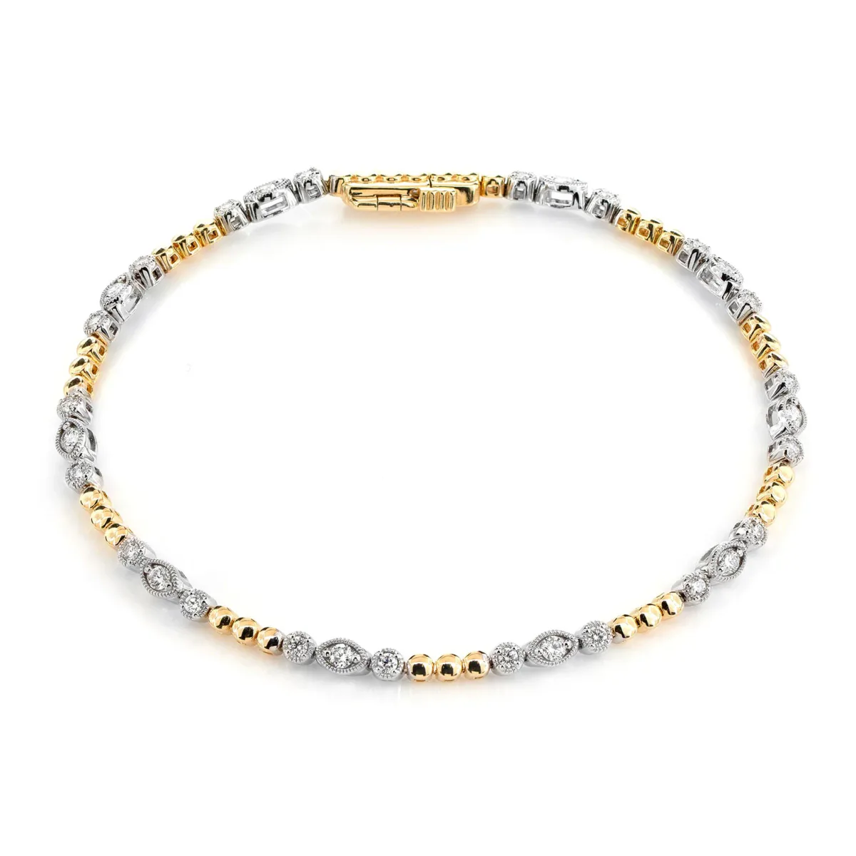 For Him Oval & Round Bezel Diamond Link Bracelet