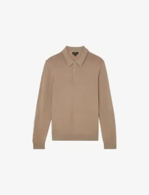REISS Jay Long-Sleeved Merino Wool Polo Shirt