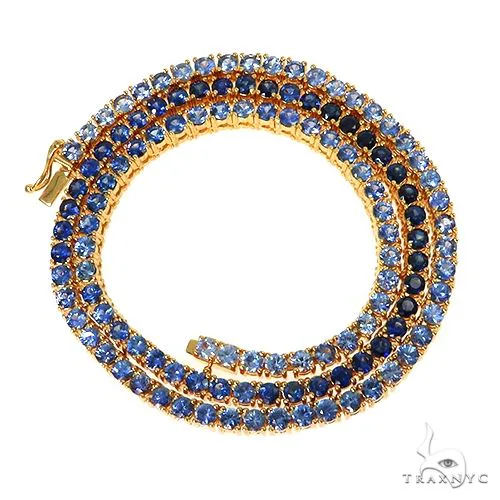 PIA - For Him GEMSTONES 20 Pointer Blue Graduated Sapphire Tennis Chain 67479 in Rose – Chain