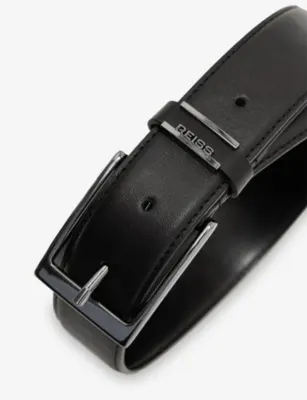 REISS Finch Branded-Buckle Leather Belt - 30 detail 3
