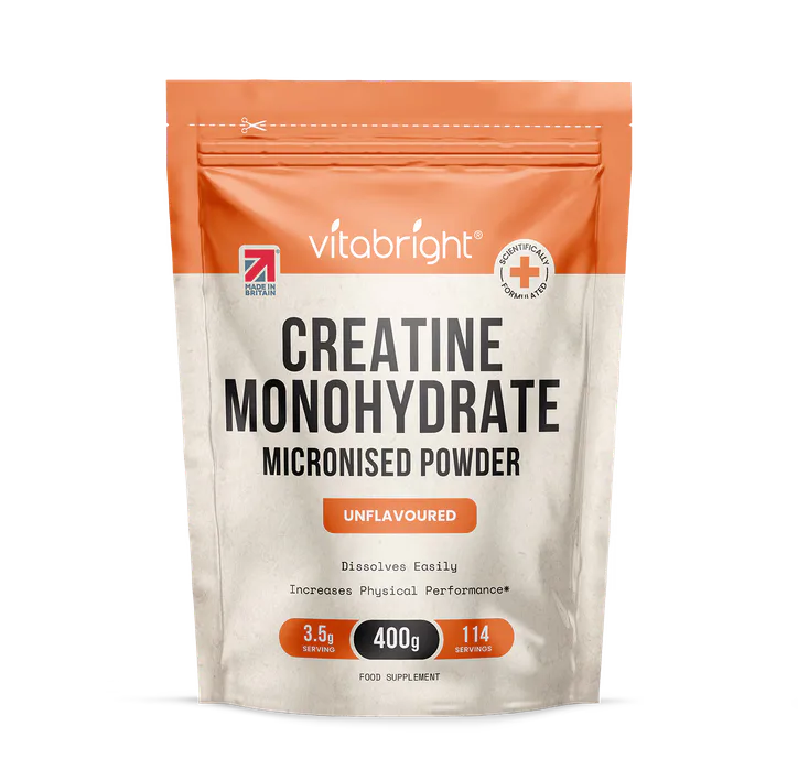 VitaBright Creatine Powder 3.5g per serving - 400g pouch - 114 servings of Pure Creatine Monohydrate Powder