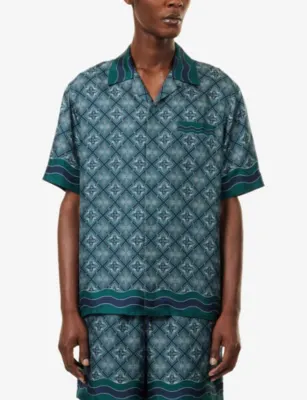 CASABLANCA Monogram Cuban-Collar Silk Shirt detail 3