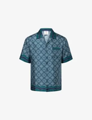 CASABLANCA Monogram Cuban-Collar Silk Shirt