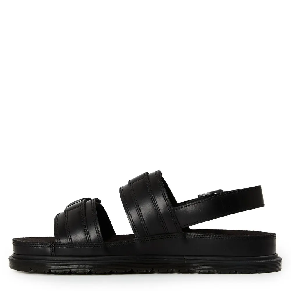 Dr Martens San Two Strap Leather Sandals in Black Orleans, additional product view 2