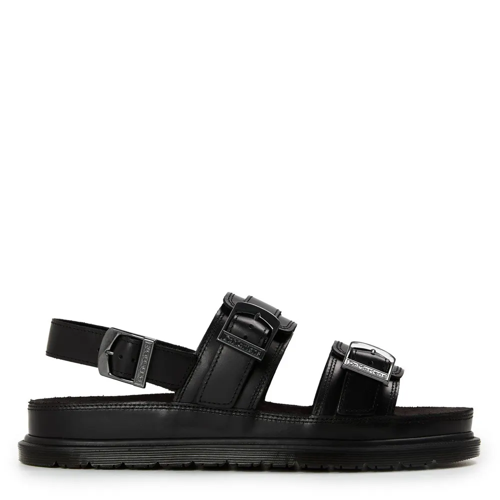 Dr Martens San Two Strap Leather Sandals in Black Orleans – Footwear