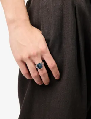 NINETWOFIVE Bariq Sterling-Silver And Pietersite Signet Ring - L detail 2