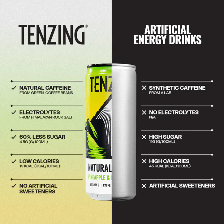 Tenzing Natural Energy Drink Pineapple 106 mg 4 x 330 ml detail 3