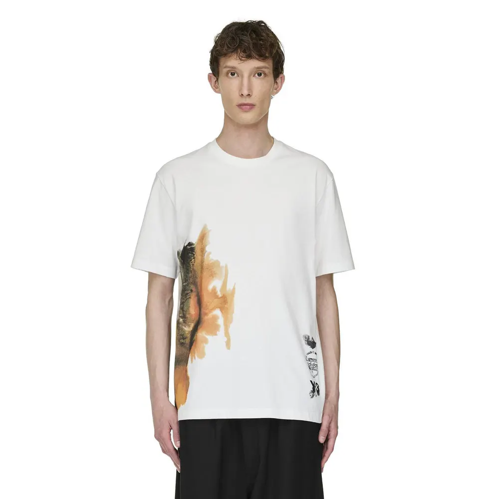 Y3 Men's Short Sleeve T-Shirt in White/Multi, additional product view 3