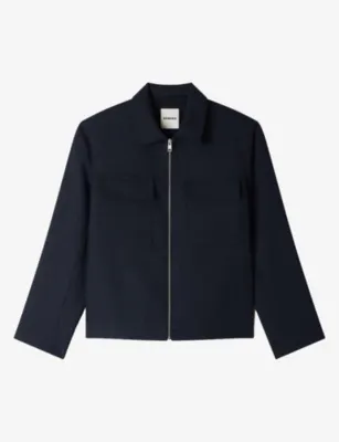SANDRO Collared Patch-Pocket Wool-Blend Jacket