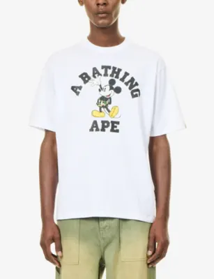 A BATHING APE Bape X Disney Mickey Mouse Cotton T-Shirt detail 3