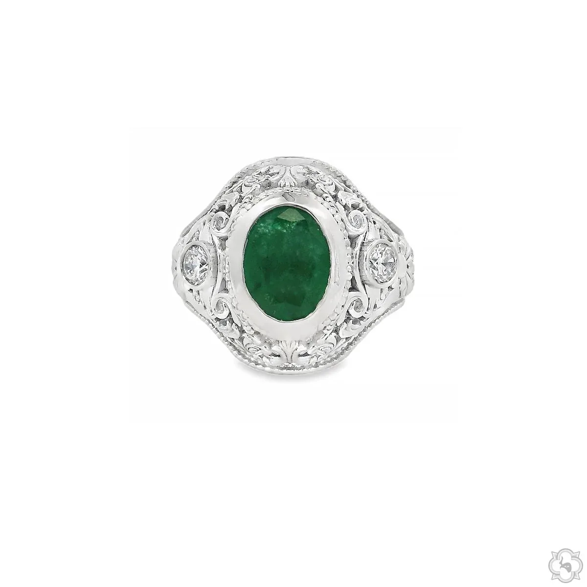 MARYAM - For Him SILVER Emerald Crest Filigree Ring 70516 in 10 – Ring