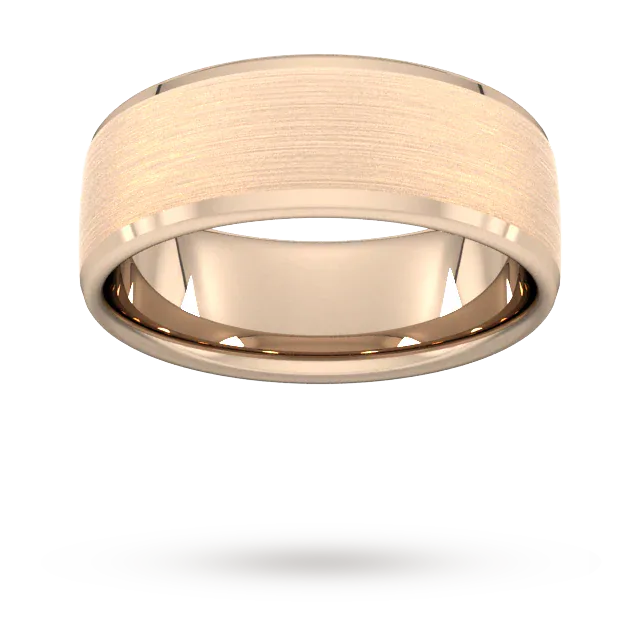 For Him 8mm Traditional Court Standard Polished Chamfered Edges With Matt Centre Wedding Ring In 18 Carat Yellow Gold