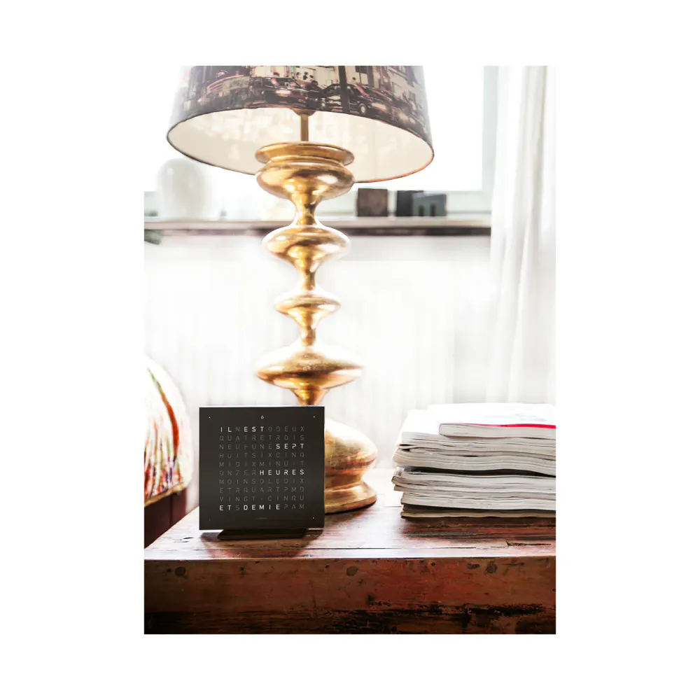 QLOCKTWO TOUCH Deep Black Table Clock 13.5cm in Black, additional product view 3
