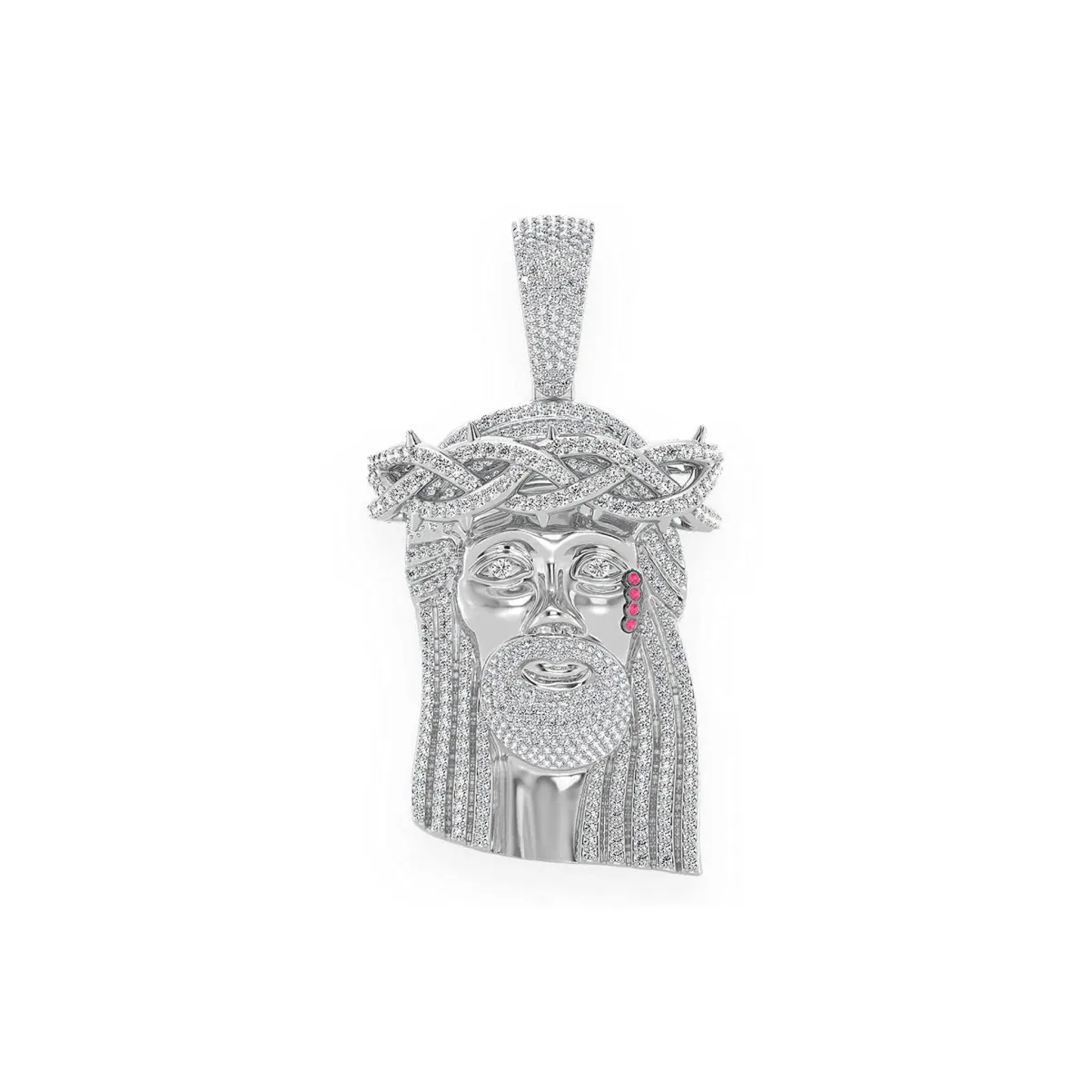 For Him Heritage Jesus Piece in 9.25ctw / White Gold / Natural Diamond – Pendant