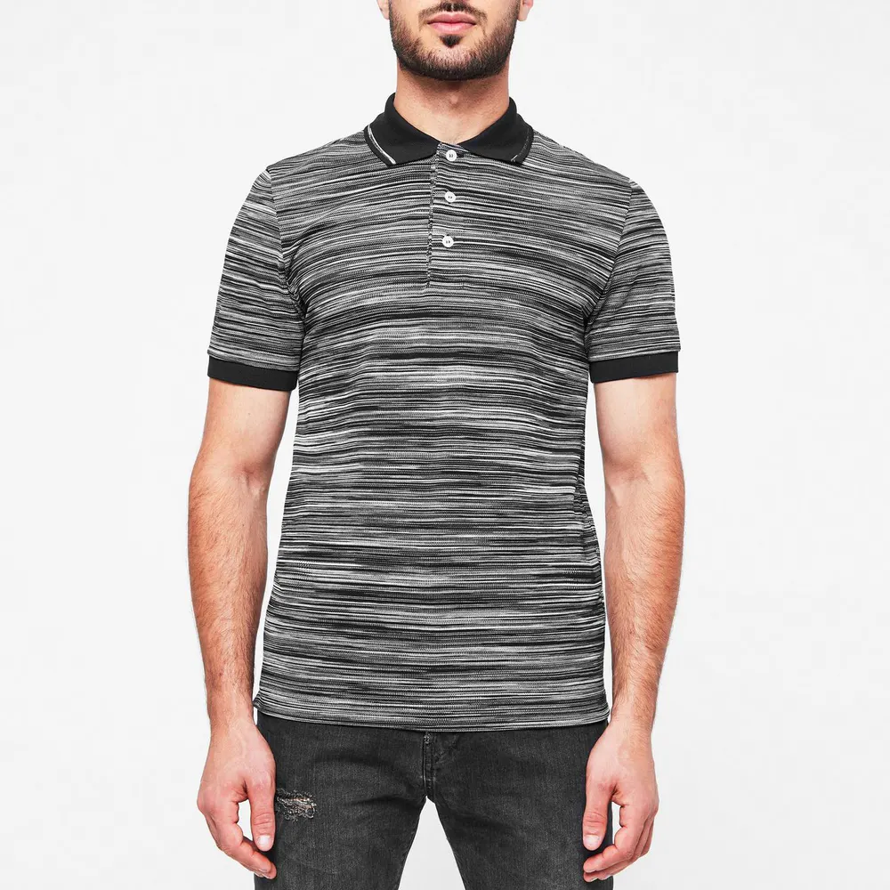 Missoni Short Sleeve Tipped Polo Shirt in Black F901B, additional product view 3