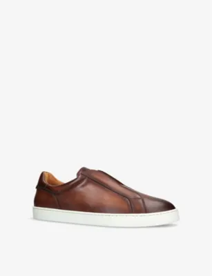 MAGNANNI Laceless panelled leather low-top trainers - 5 in Brown, additional product view 3