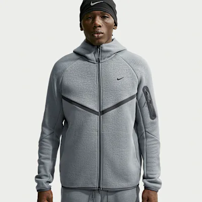 Nike Tech Men's Fleece Full-Zip Windrunner Jacket with Reflective Design Accents - Cool Grey/Iron Grey/Black in Cool Grey/Iron Grey/Black – Nike men's and unisex