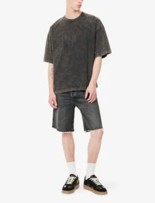 AGOLDE Anson Frayed-Hem Denim Shorts in Clip (dk Wsh Blk), additional product view 2
