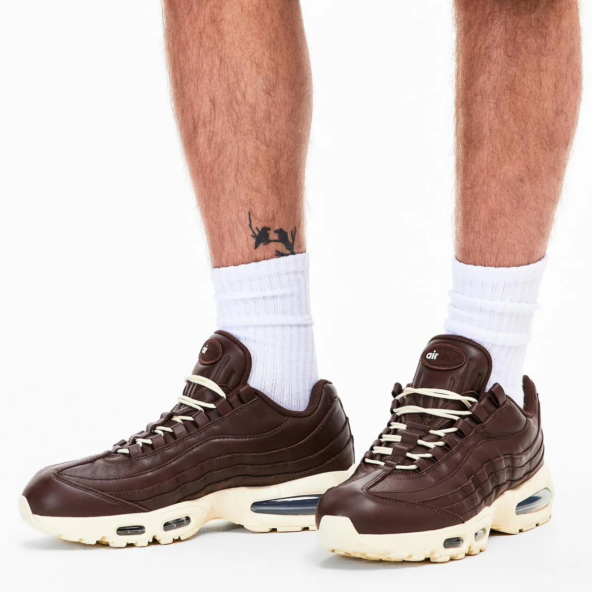 For Him Nike Mens Air Max 95 Big Bubble Shoes in Barque Brown, additional product view 3