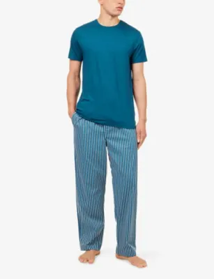 DEREK ROSE Royal Stripe Cotton Lounge Trousers detail 2